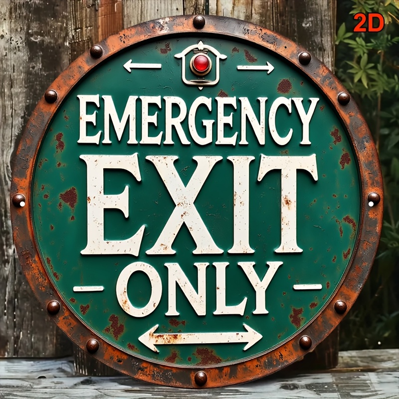 2D Industrial Retro Metal Emer - Emergency Exit Sign 评论和价格