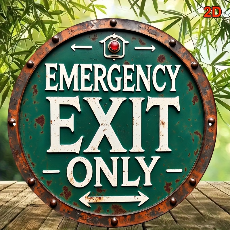2D Industrial Retro Metal Emer - Emergency Exit Sign 评论和价格