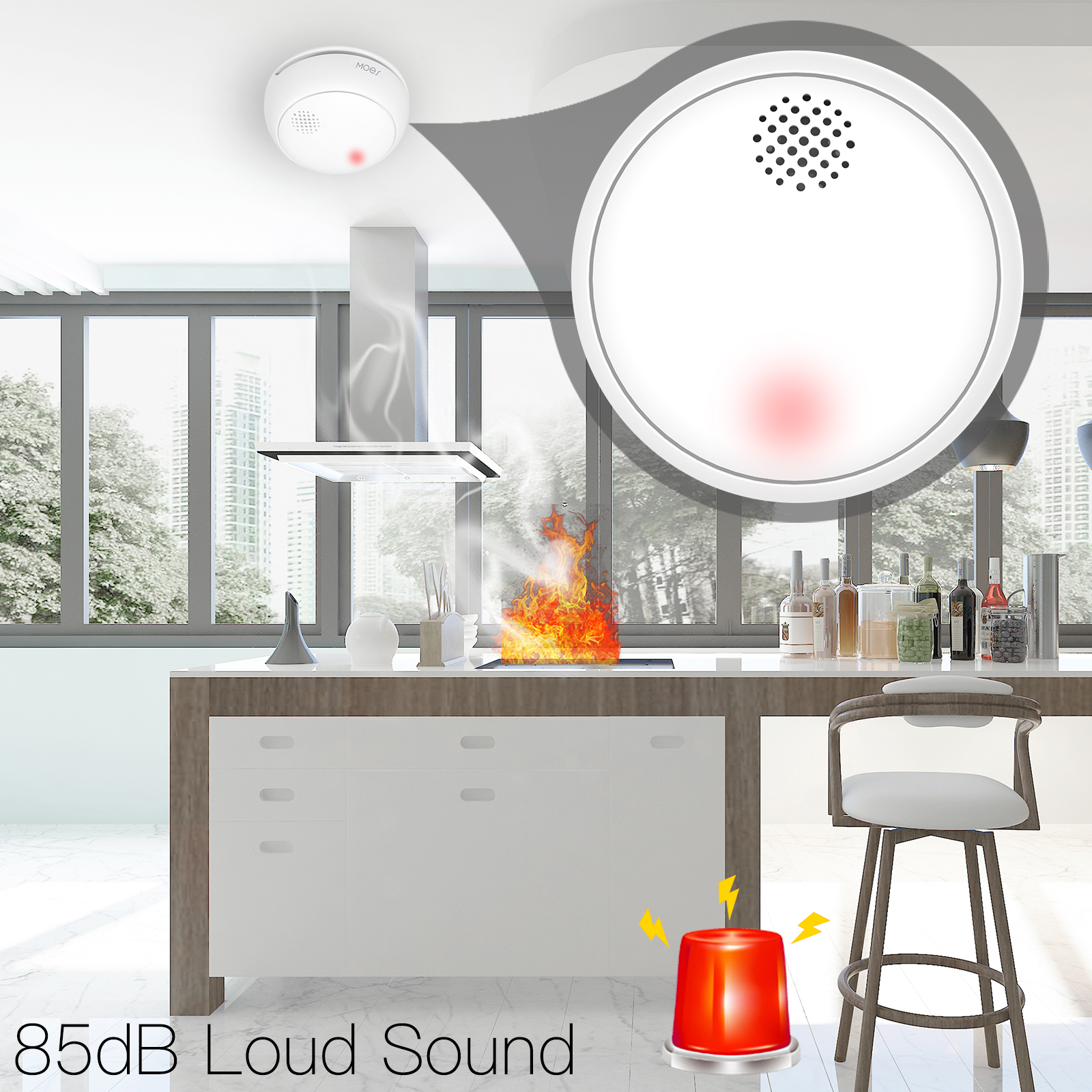 MOES ZigBee Smart Wireless Smo - Smoke Detector Interconnected 评论和价格