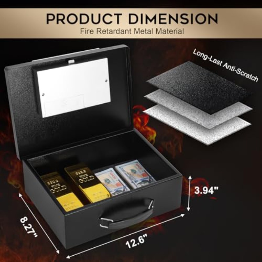 Portable Metal Safe Box with D - Fire Safe Document 评论和价格