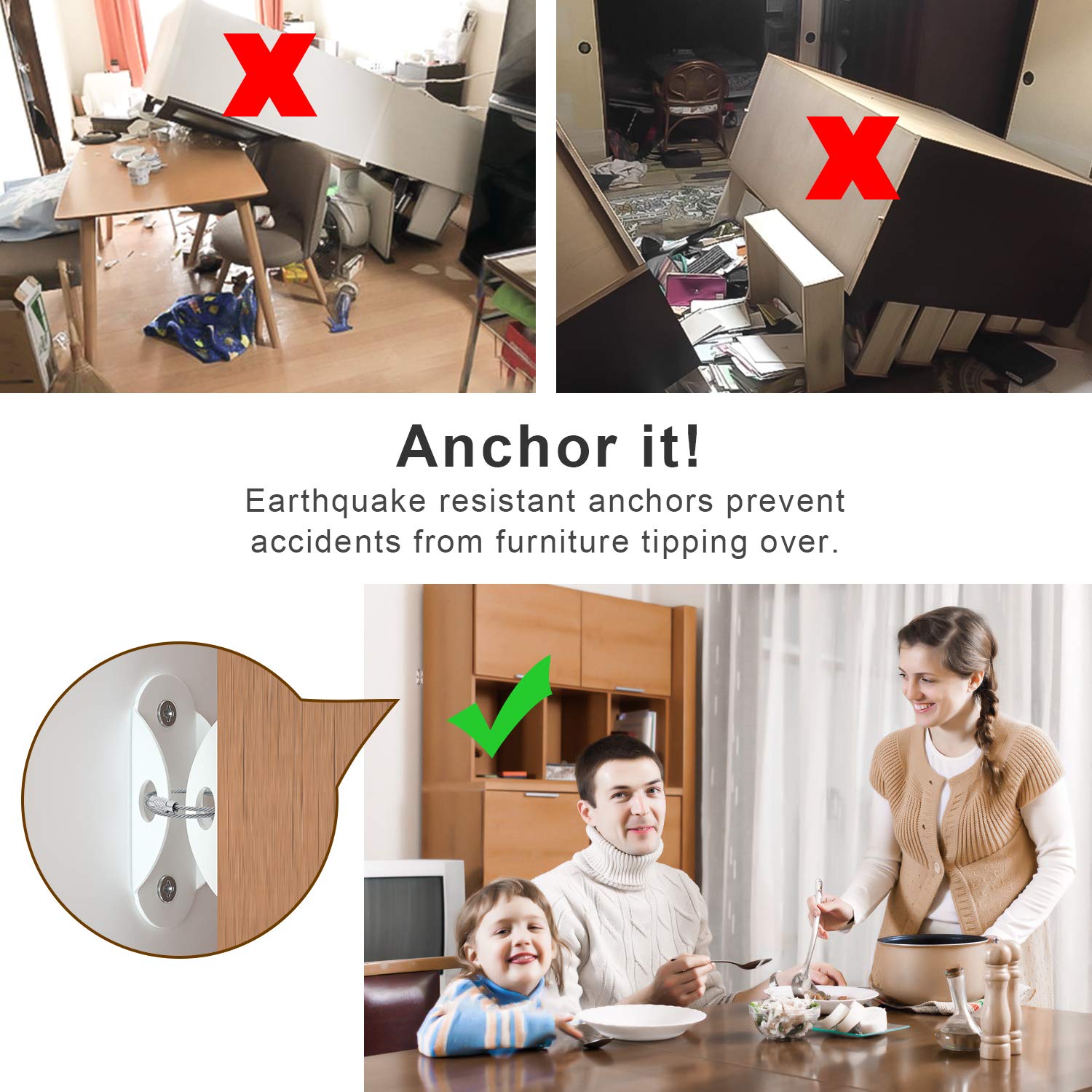 Furniture Anchors (10 Pack), F - Earthquake Anchor Strap 评论和价格