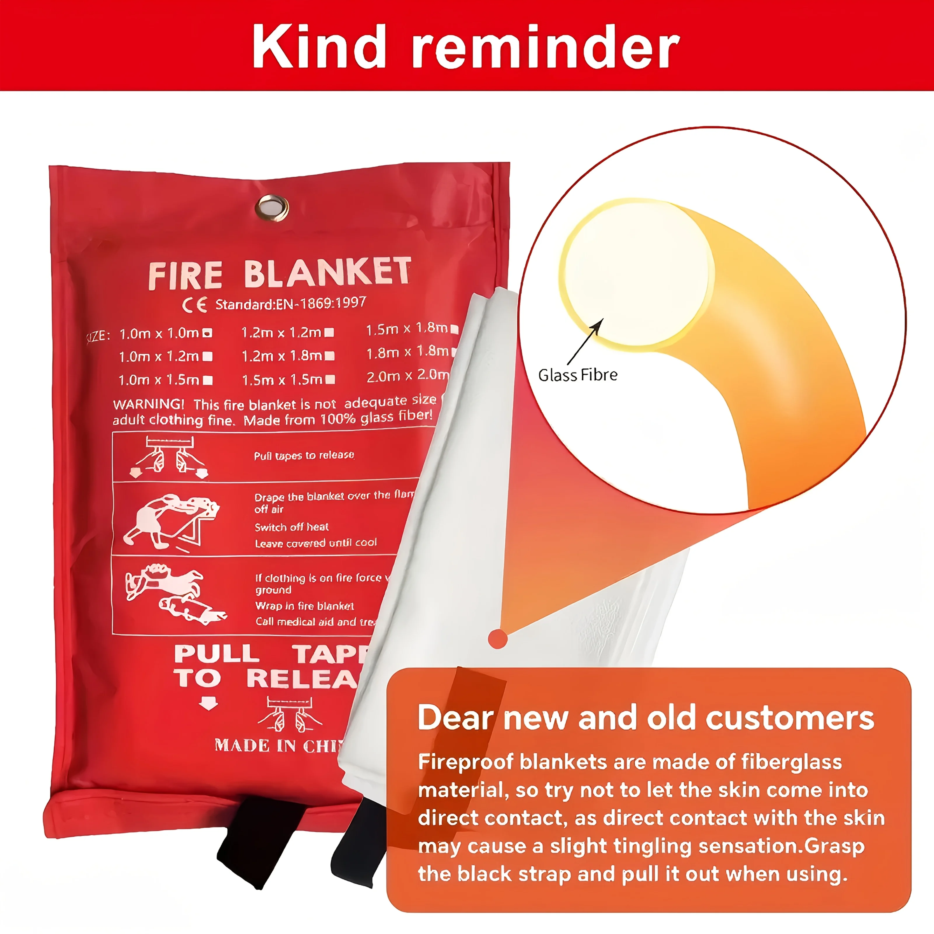 Fiberglass Fire Blanket Emerge - Fire Blanket Kitchen 评论和价格