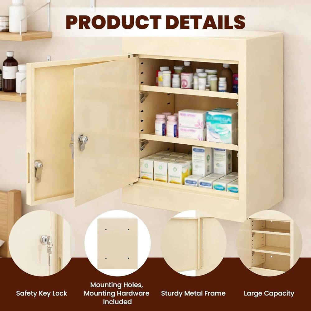 Double Door, Dual Key Lock Ste - Medicine Cabinet Lock 评论和价格