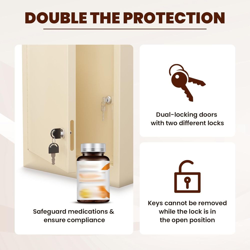 Double Door, Dual Key Lock Ste - Medicine Cabinet Lock 评论和价格